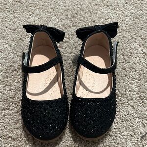 Elegant Black Kids' Shoes with Bow and studs size 26